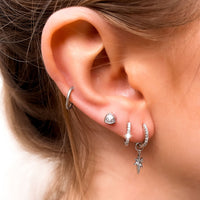 Sterling Silver Crystal Stud Earrings (Silver)