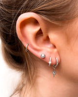 Sterling Silver Crystal Stud Earrings (Silver)